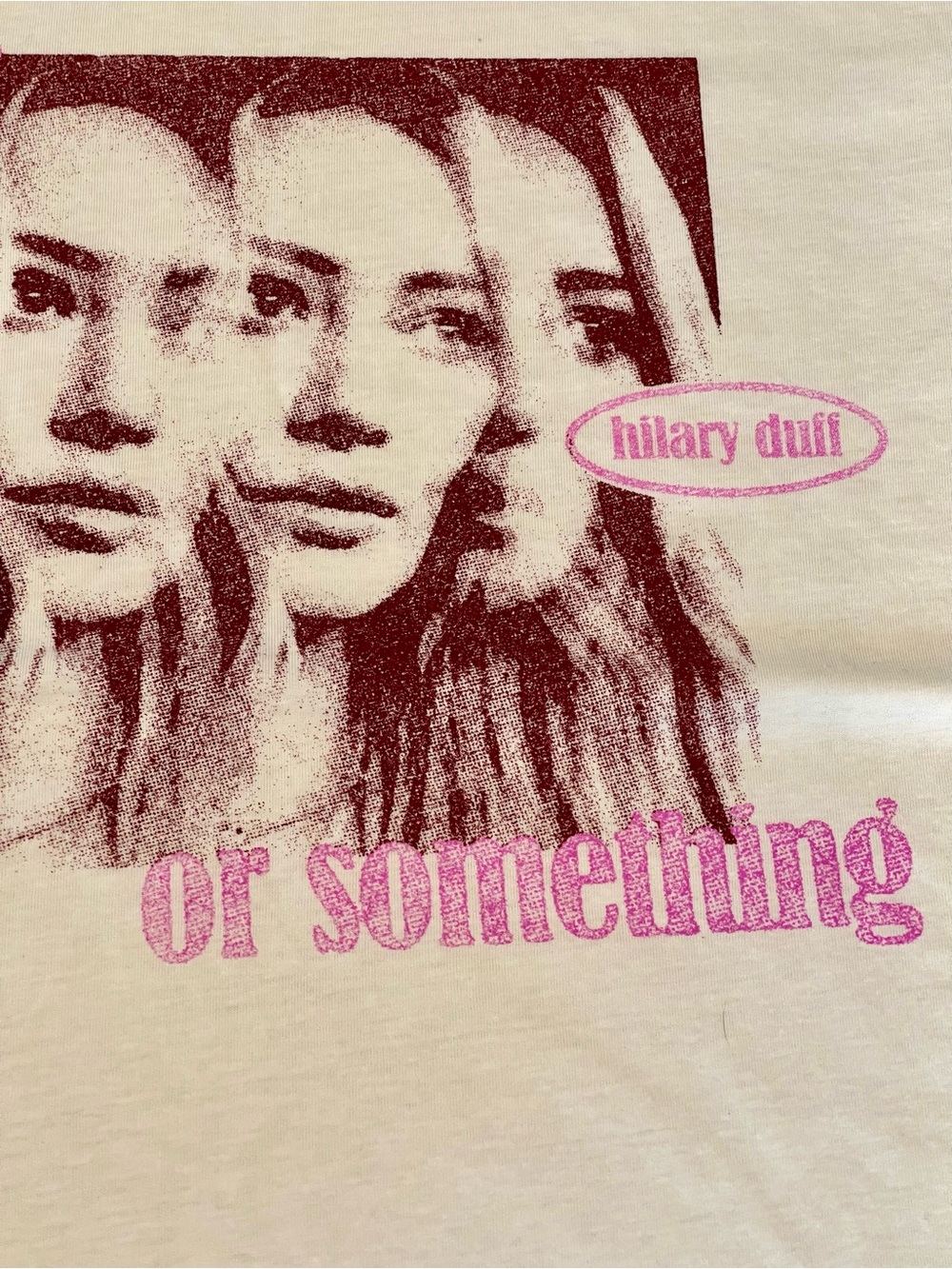 Hilary Duff “Or Something” Graphic Tee - Pink on Cream NWT PTP 21”